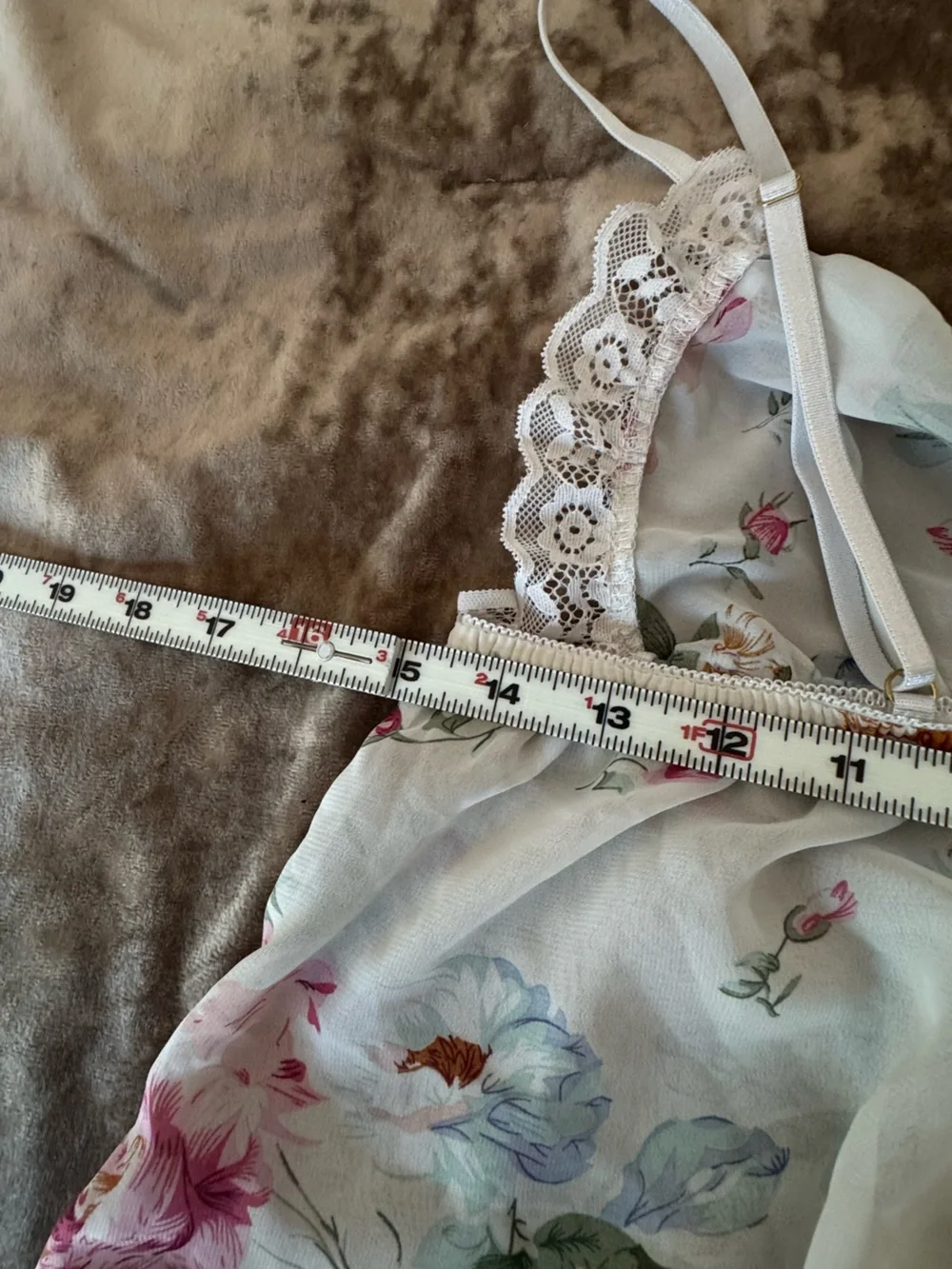 Floral Chiffon Pajama Set Co-ord Lace Camisole Shorts 2pc